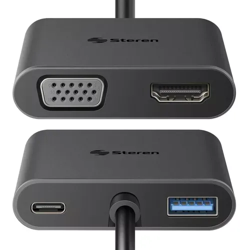 CONVERTIDOR STEREN USB-5265 ADAPTADOR USB C A HDMI, VGA, USB 3.0, USB C, vista 2